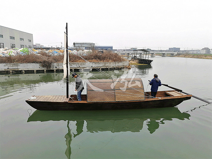 8米带帆乌篷船_乌篷船_兴化市天泓木船制造有限公司
